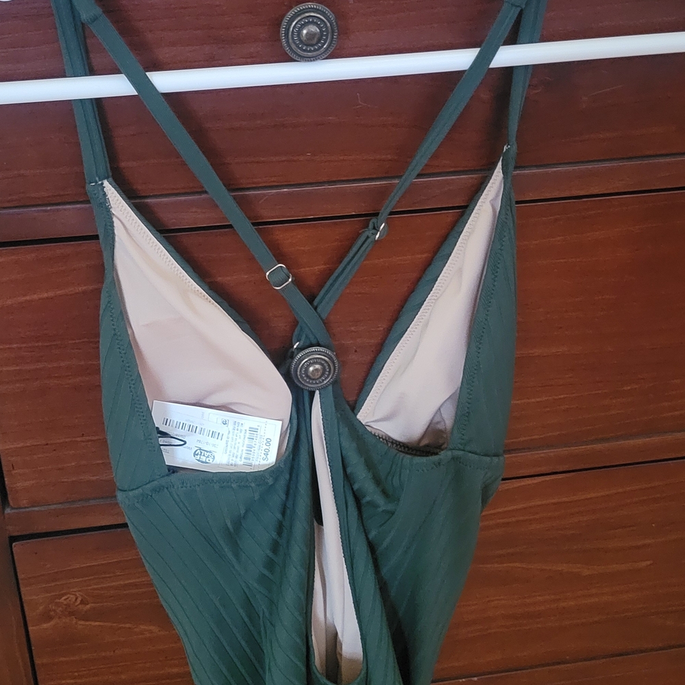 Green Ribbed Swimsuit - Picture 2 of 4